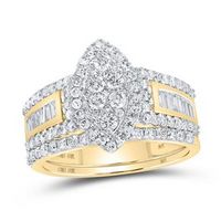 10K Yellow Gold Round Diamond Bridal Nicoles Dream Collection Wedding Ring Set 1-1/4 Cttw