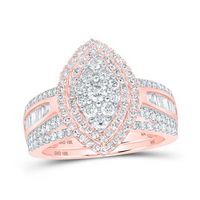 10K Rose Gold Round Diamond Oval Bridal Wedding Ring Set 1-1/4 Cttw
