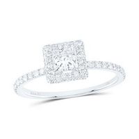 14K White Gold Princess Diamond Halo Bridal Engagement Ring 7/8 Cttw (Certified)