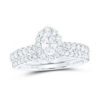 14K White Gold Oval Diamond Nicole'S Dream Collection Halo Bridal Wedding Set 1 Cttw (Certified)