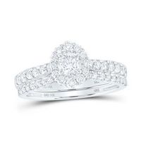 14K White Gold Round Diamond Nicoles Dream Collection Halo Bridal Wedding Set 1 Cttw (Certified)