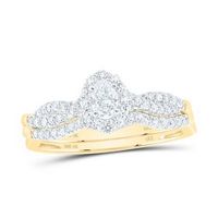 10K Yellow Gold Oval Diamond Bridal Wedding Ring Set 1/2 Cttw (Certified)
