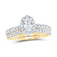 14K Yellow Gold Oval Diamond Nicoles Dream Collection Halo Bridal Wedding Set 1 Cttw (Certified)