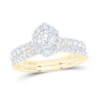 14K Yellow Gold Round Diamond Nicoles Dream Collection Bridal Wedding Ring Set 1 Cttw (Certified)