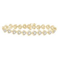 10K Yellow Gold Round Diamond Heart Bracelet 1/2 Cttw