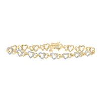 10K Yellow Gold Round Diamond Heart Bracelet 1/4 Cttw