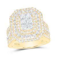 10K Yellow Gold Round Diamond Octagon Bridal Engagement Ring 2 Cttw