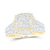 10K Rose Gold Round Diamond Square Bridal Wedding Ring Set 1-1/4 Cttw