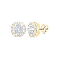 10K Yellow Gold Baguette Diamond Circle Nicoles Dream Collection Earrings 1/2 Cttw