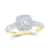 10K Yellow Gold Princess Diamond Halo Bridal Engagement Ring 1 Cttw (Certified)