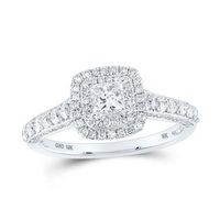 10K White Gold Princess Diamond Halo Bridal Engagement Ring 1 Cttw (Certified)