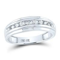 10k White Gold Round Diamond Wedding Band Ring 1/4 Cttw