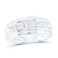 10k White Gold Round Diamond Wedding Channel-Set Band Ring 1 Cttw