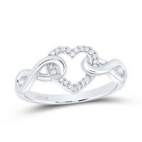 10k White Gold Womens Round Diamond Infinity Twist Heart Ring 1/10 Cttw
