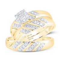 10K YELLOW GOLD ROUND DIAMOND SOLITAIRE MATCHING WEDDING RING SET 1/4 CTTW