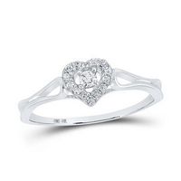 10kt White Gold Heart Diamond Heart Promise Ring in 1/8 Cttw