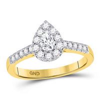 14K Yellow Gold Pear Diamond Solitaire Bridal Engagement Ring 1/2 Ctw (Certified)
