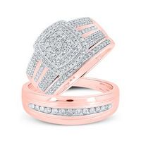 10K Rose Gold Round Diamond Matching Nicoles Dream Collection Wedding Ring Set 3/4 Cttw