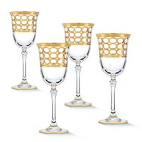 Lorren home Trends Infinity Gold Ring White Wine Goblet, Set of 4