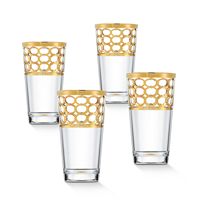 Lorren Home Trends Infinity Gold Ring High Ball, Set of 4
