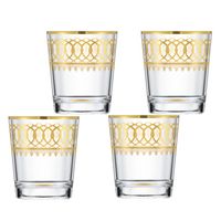 Lorren Home Trends Gold Embelished Double Old Fashion with Gold Rings, Set of 4