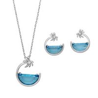 Sterling Silver Palm Tree Pendant and Earrings Set