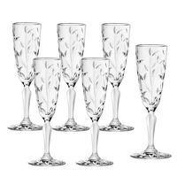 Lorren Home Trends Laurus, Set of 6, 4oz Champagne Flutes-Made In Italy