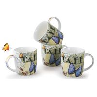 Set of 4 Mugs By Lorren Home Trends Butterfly