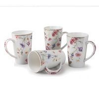 Set of 4 Tall Mugs By lorren Home Trends Floral Design