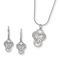 Silver CZ Interlocking Heart and Infinity Set