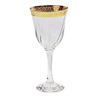 Set of 6 Red Wine Goblets-Gold Band Venetian Design