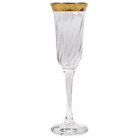 Set of 6 Flute Goblets-Gold Band Venetian Design