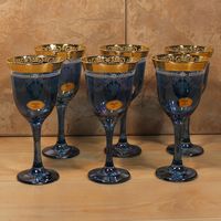 Blue Goblets Set of 6 By Lorren Home Trends