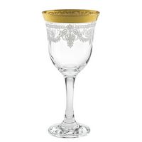 Red Wine Set of 6 Stencil Pattern and Gold Band