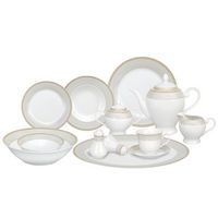 57 Piece Porcelain Dinnerware Set, Service for 8 by Lorren Home Trends - Alina Gold