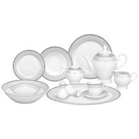 57 Piece Porcelain Dinnerware Set, Service for 8 by Lorren Home Trends - Alina Silver