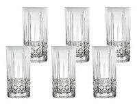 Lorren Home Trends Tall 12 Ounce Drinking Glass-Textured Cut Glass, Set of 6