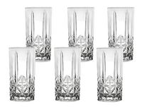 Lorren Home Trends Tall 12 Ounce Drinking Glass-Textured Cut Glass, Set of 6