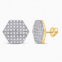 1/3CT-DIA P3 MICRO-PAVE HEXAGON EARRING