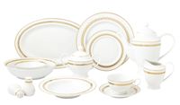 57 Piece Gold Dinnerware Set-New Bone China Service for 8 People