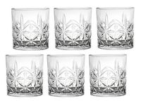 Lorren Home Trends 11 Ounce Double Old Fashion Drinking Glass-Textured Cut Glass, Set of 6