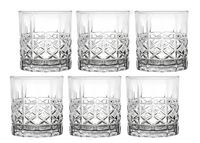 Lorren Home Trends 11 Ounce Double Old Fashion Drinking Glass-Textured Cut Glass, Set of 6