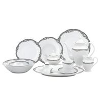 57 Piece Wavy Edge Gold Trim Dinnerware, Service for 8.  By Lorren Home Trends