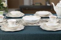 Lorren Home Trends 57 Piece Wavy Silver Mix and Match Bone China Service for 8