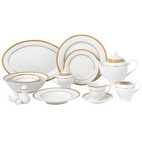 57 Piece Gold Border Porcelain Dinnerware Set-Service for 8-Josephine