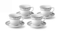 Lorren Home 8oz. Tea/Coffee Set Service for 4-Silver Floral