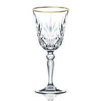 Siena Collection Set of 4 Crystal White Wine Glass with gold band design by Lorren Home Trends