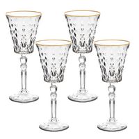 Lorren Home Trends Marilyn Gold White Wine Goblets, Set of 4