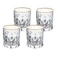Lorren Home Trends Marilyn Gold Double Old Fashion Tumblers, Set of 4