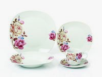 Porcelain 20 Piece Square Dinnerware Set Service for 4